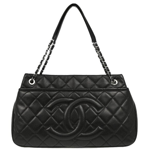 Chanel Black Calfskin Chain Tote Handbag 184817 - Picture 1 of 11